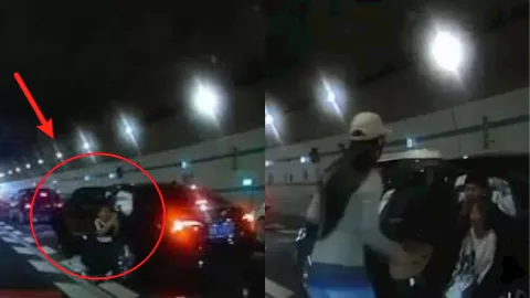 10岁男孩跪地拦车救母